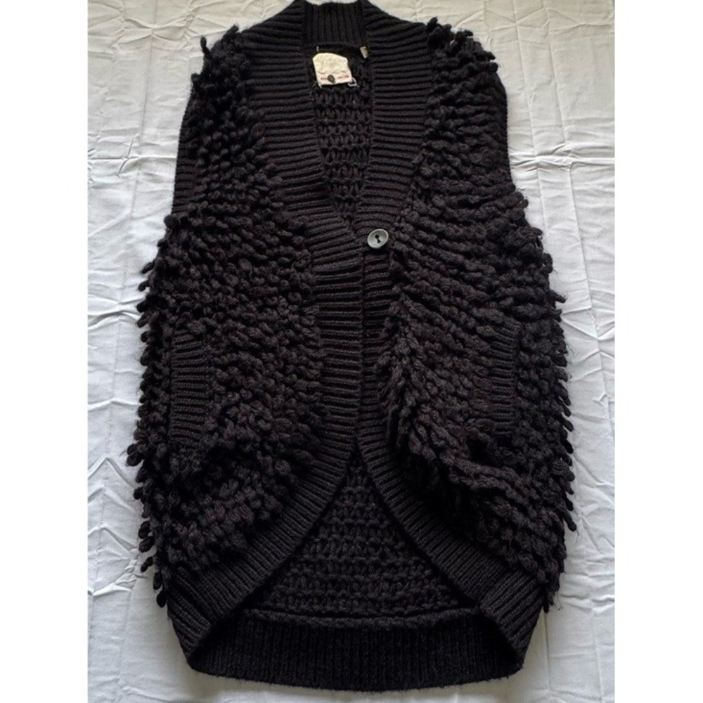 Rebecca Taylor Black Wool blend Textured Fringe Knit Sweater Vest Size Small - Picture 12 of 12